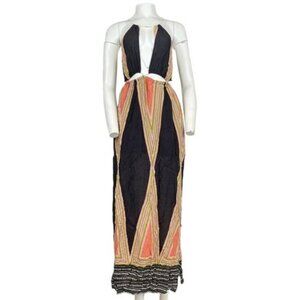 Cut Out Maxi Dress Black/ Orange